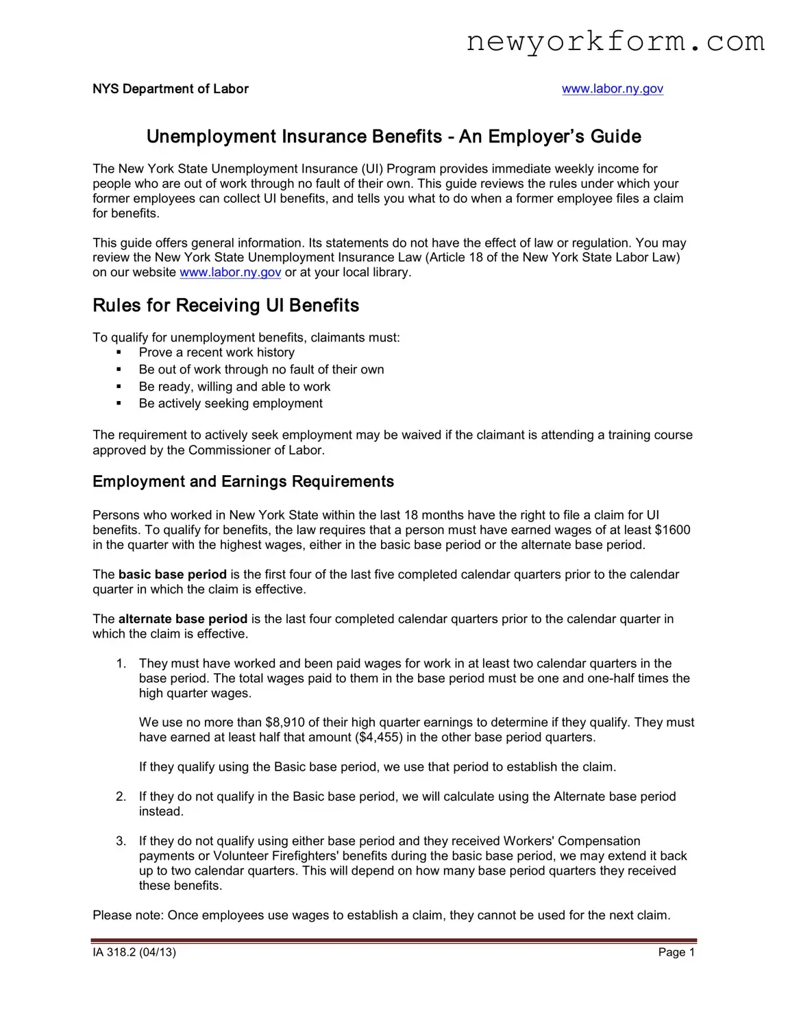 Free Department Of Labor Ny Form in PDF