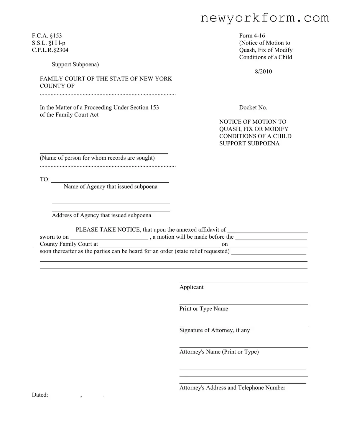 Free New York 4 16 Form in PDF