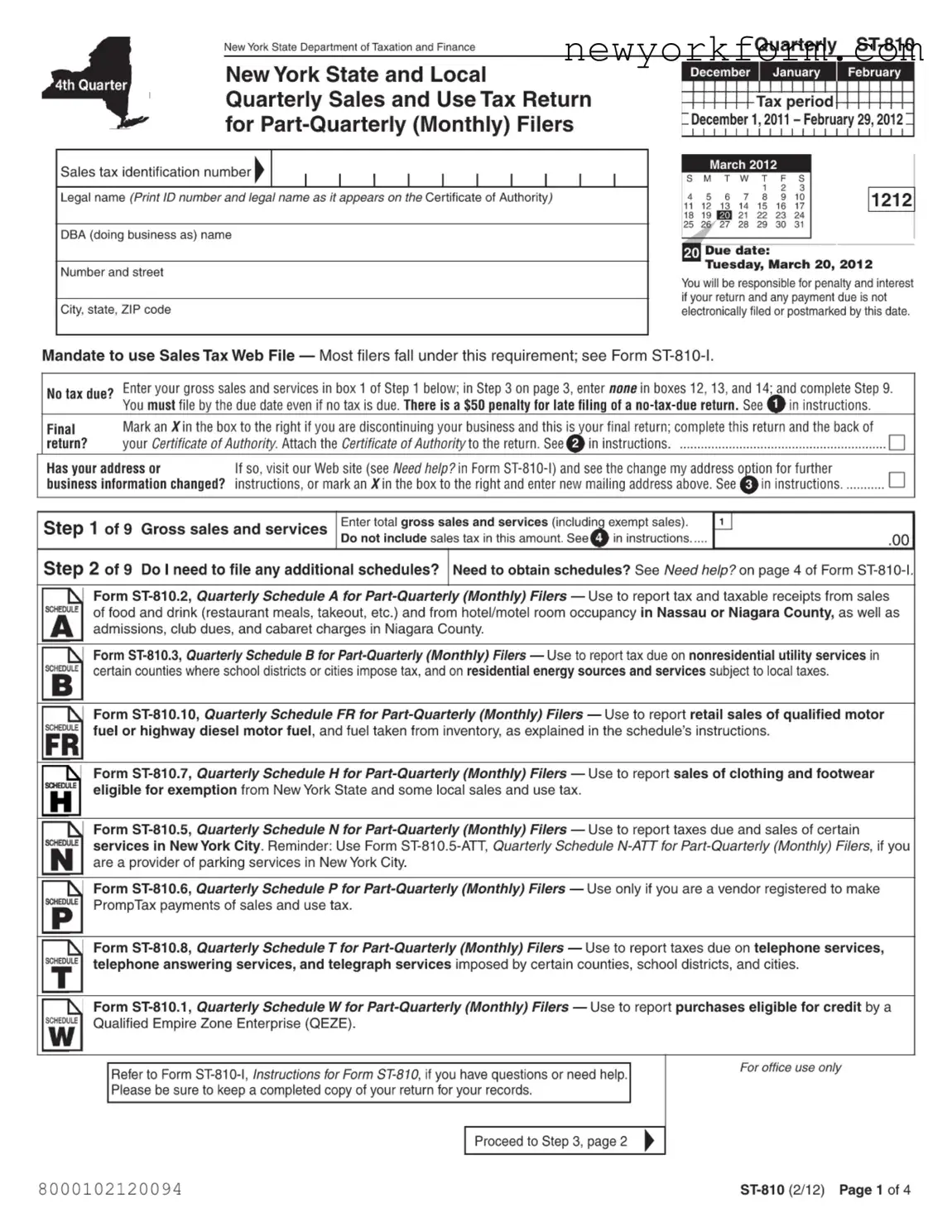 Free New York 810 Form in PDF