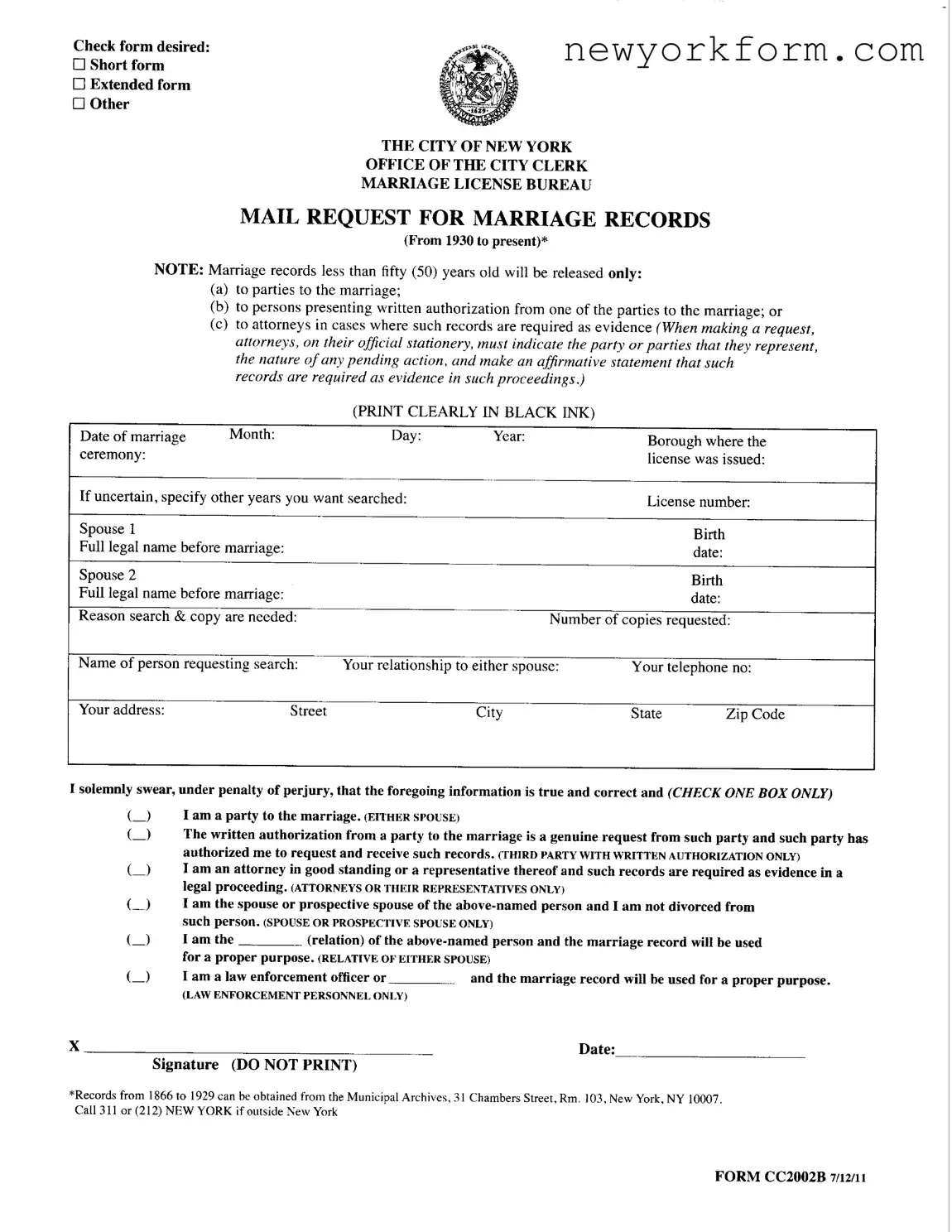 Free New York Cc2002B Form in PDF