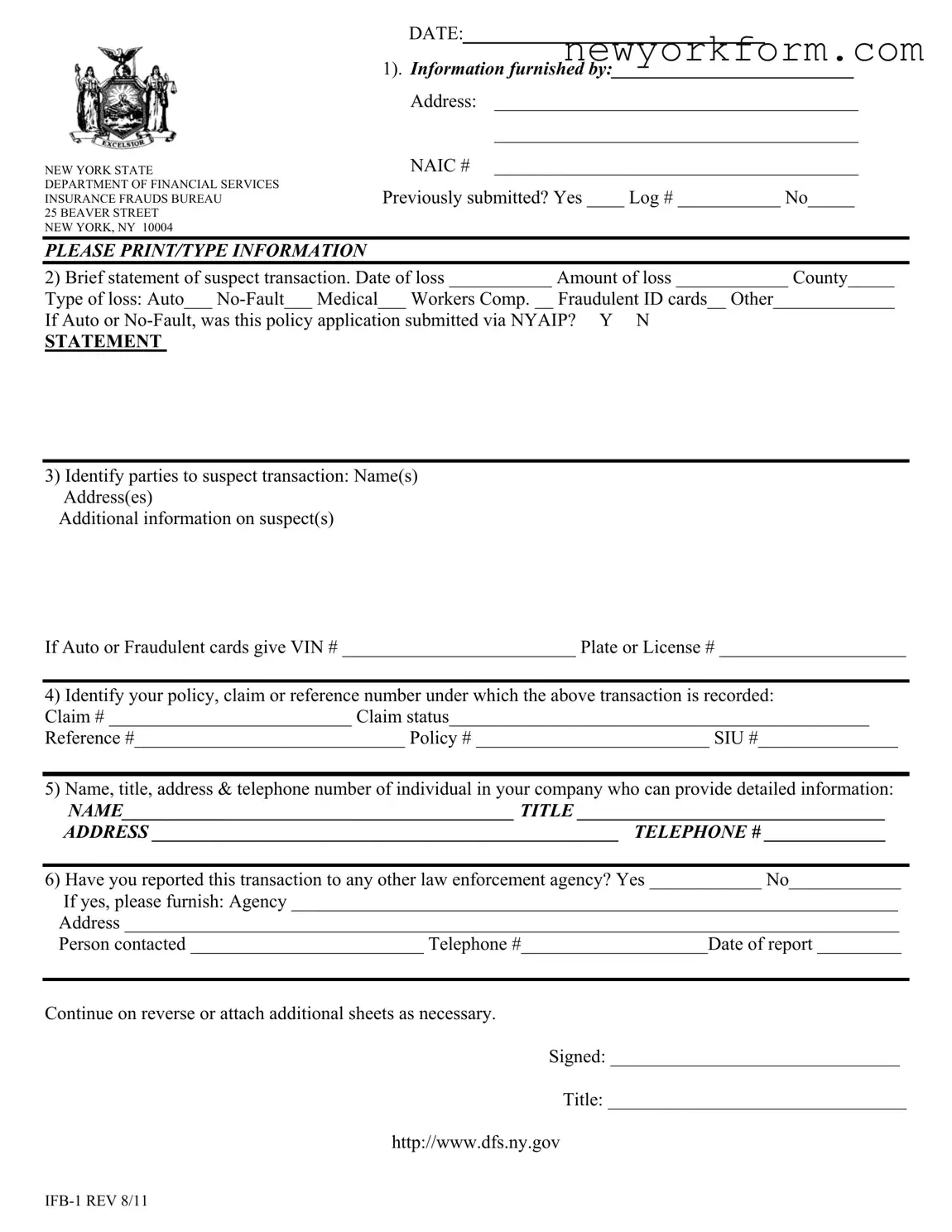 Free New York Ifb 1 Form in PDF