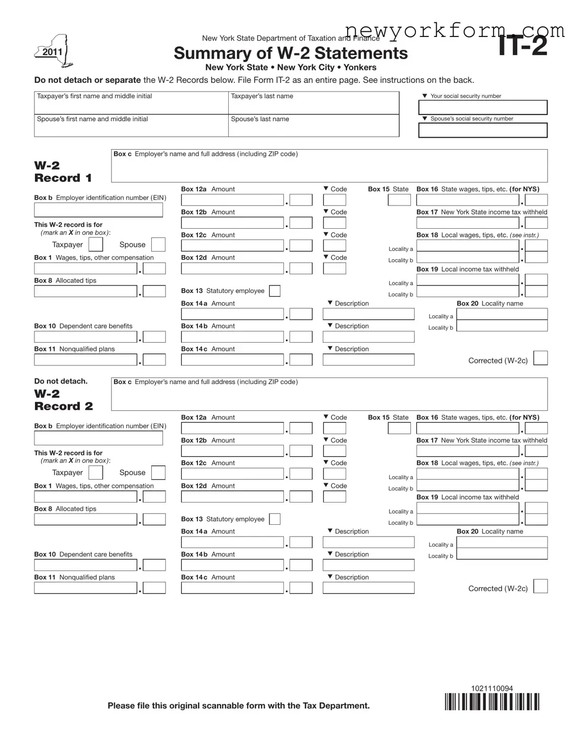 Free New York It 2 Form in PDF