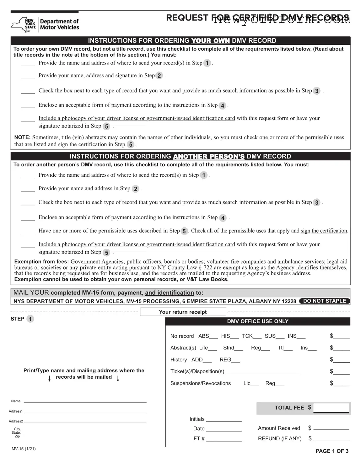 Free New York Request Form in PDF