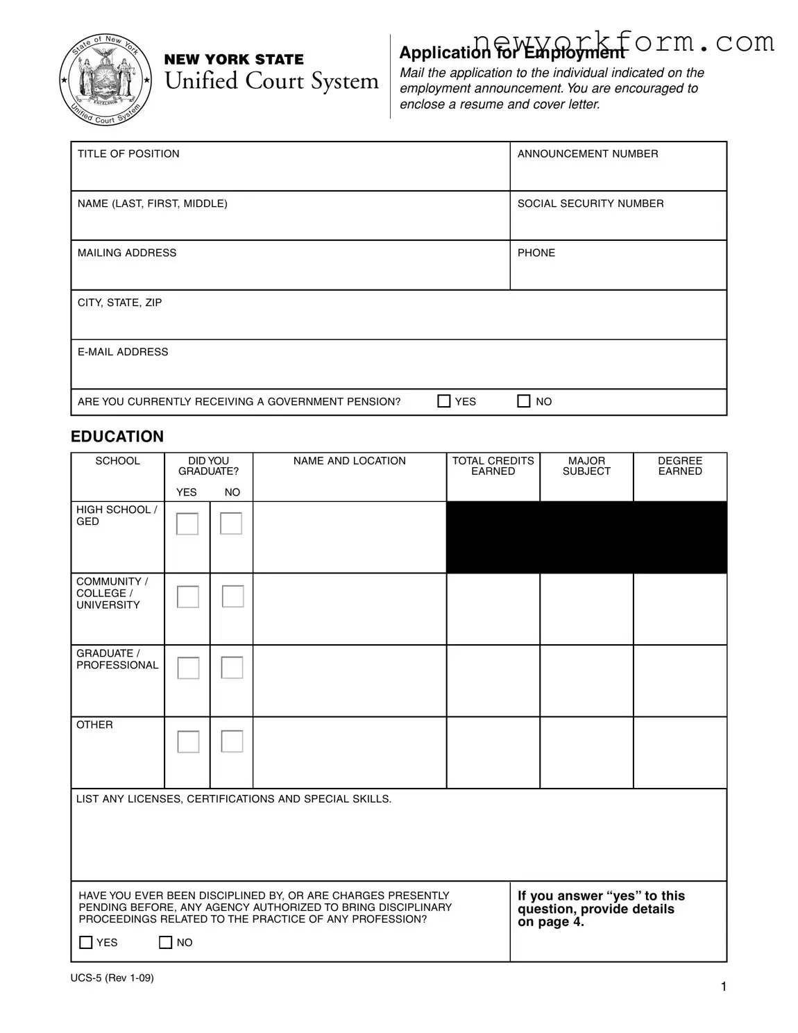 Free Ny Court 5 Form in PDF