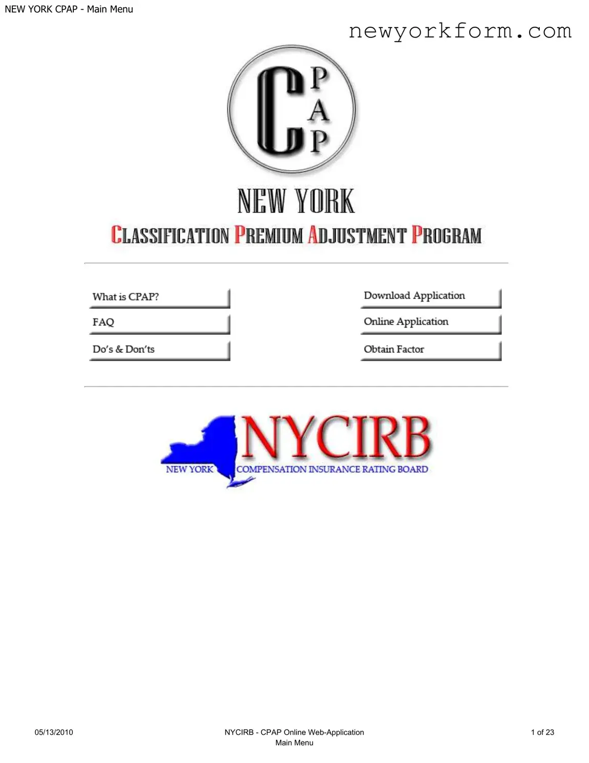 Free Ny Cpap Application Form in PDF