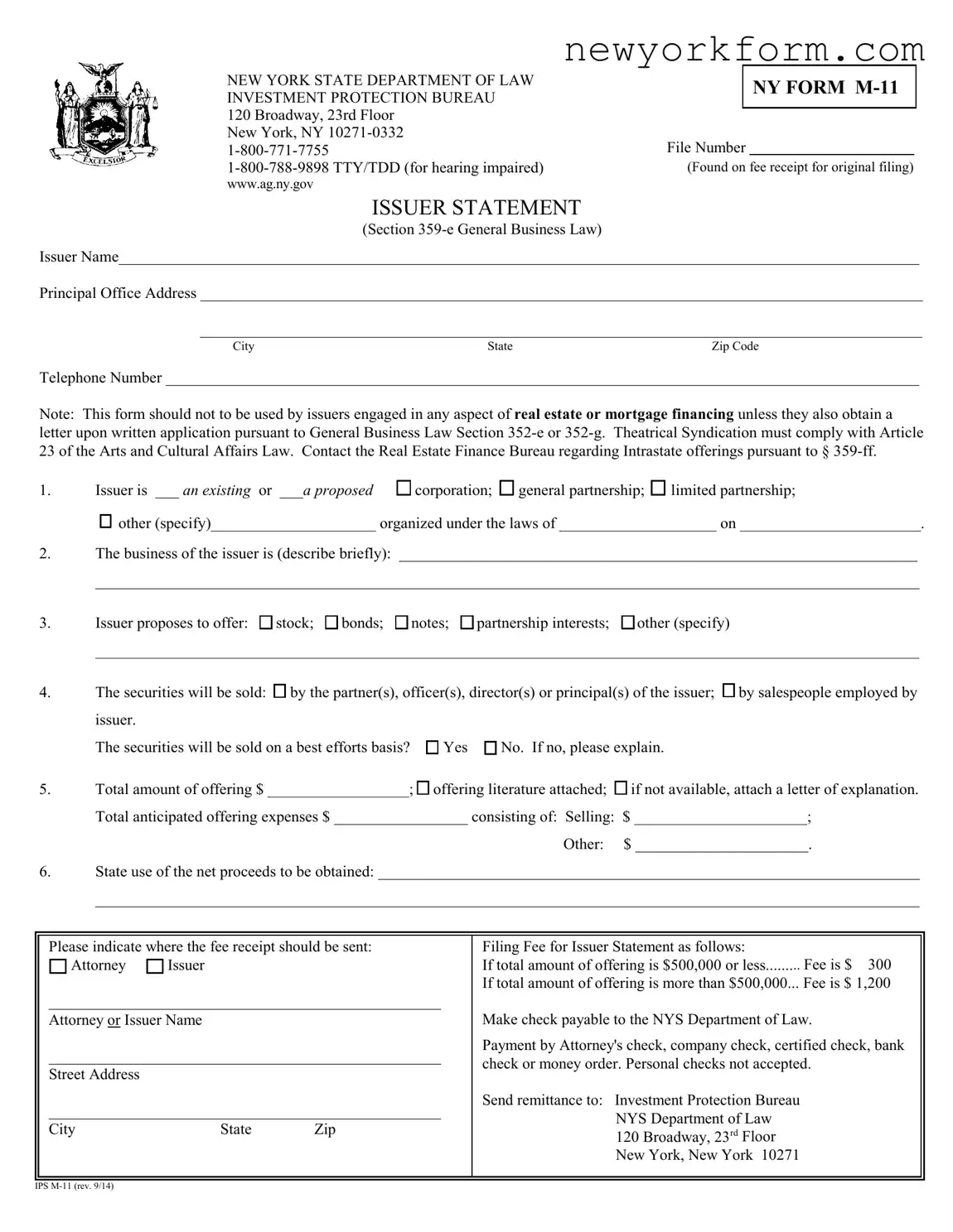 Free Ny M 11 Form in PDF