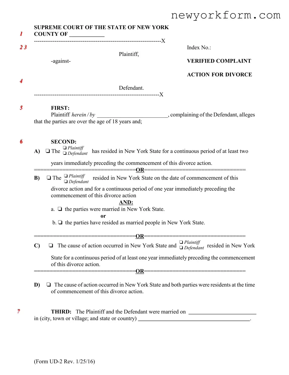 Free Ny Ud 2 Verified Complaint Form in PDF