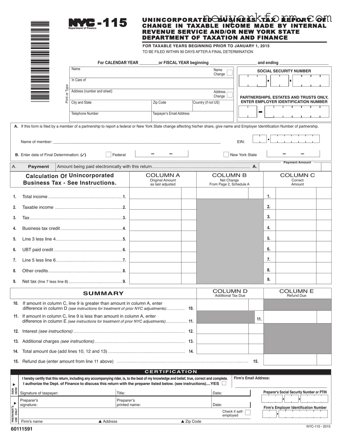 Free Nyc 115 Form in PDF