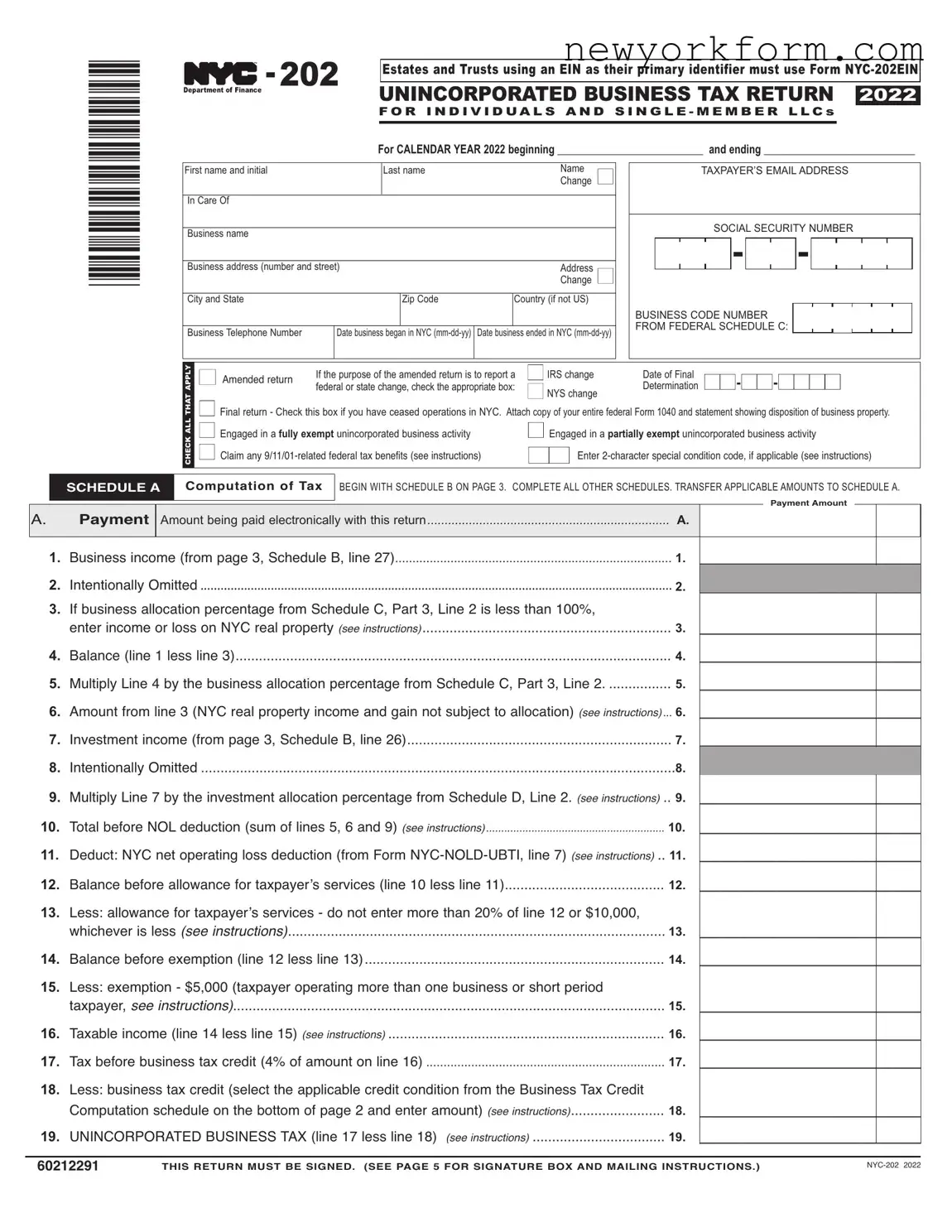Free Nyc 202 Form in PDF