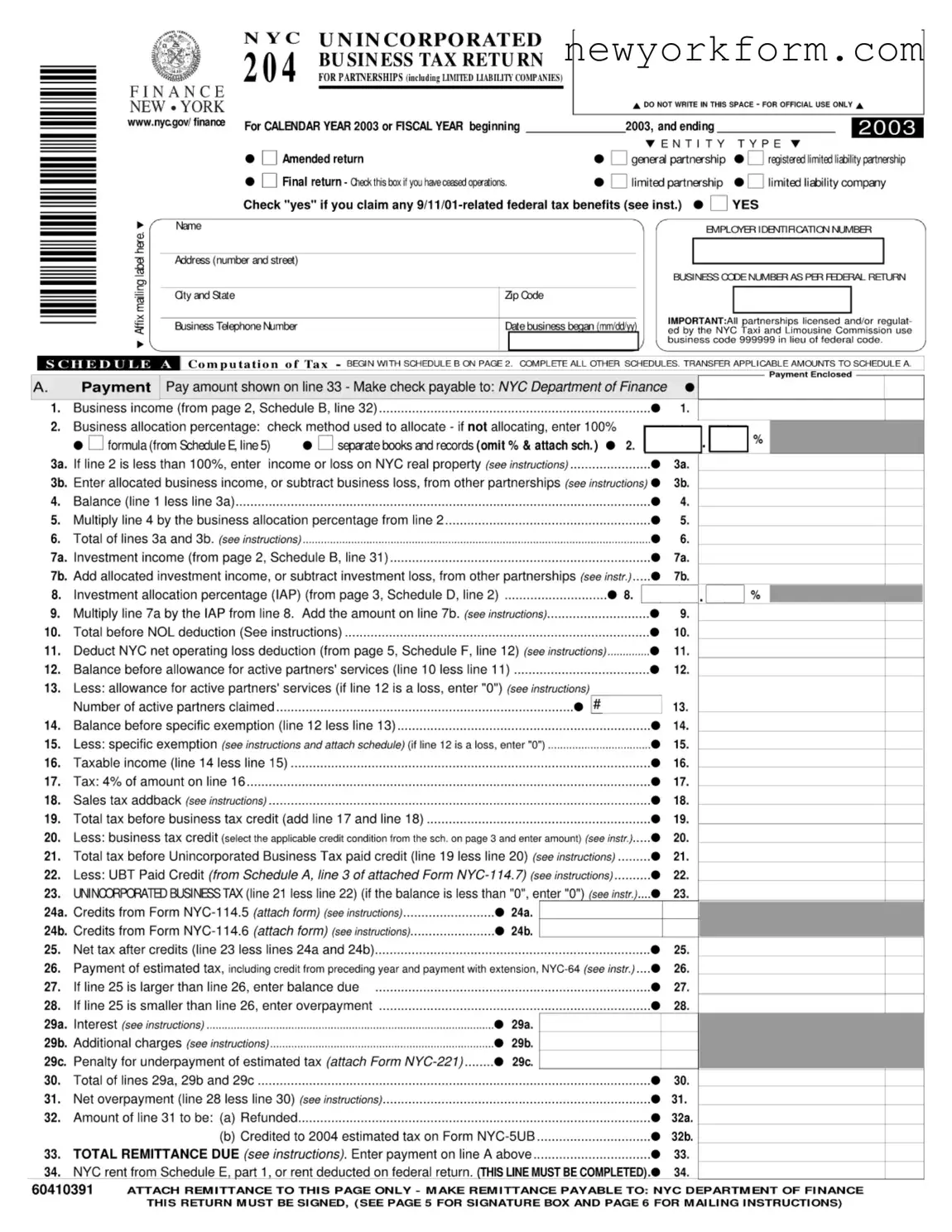 Free Nyc 204 Form in PDF