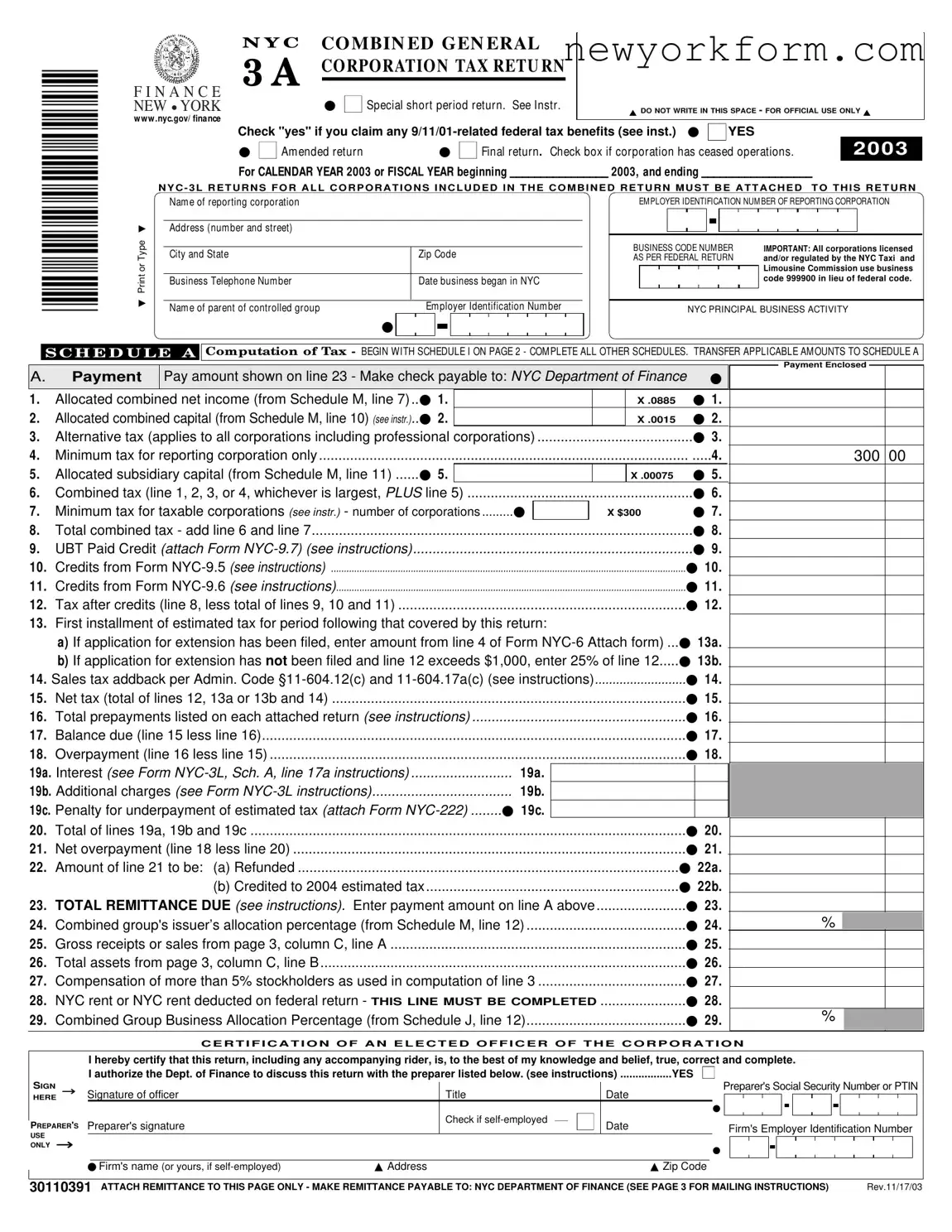 Free Nyc 3A Form in PDF