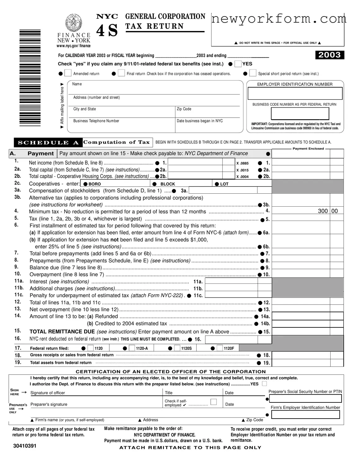 Free Nyc 4S Form in PDF