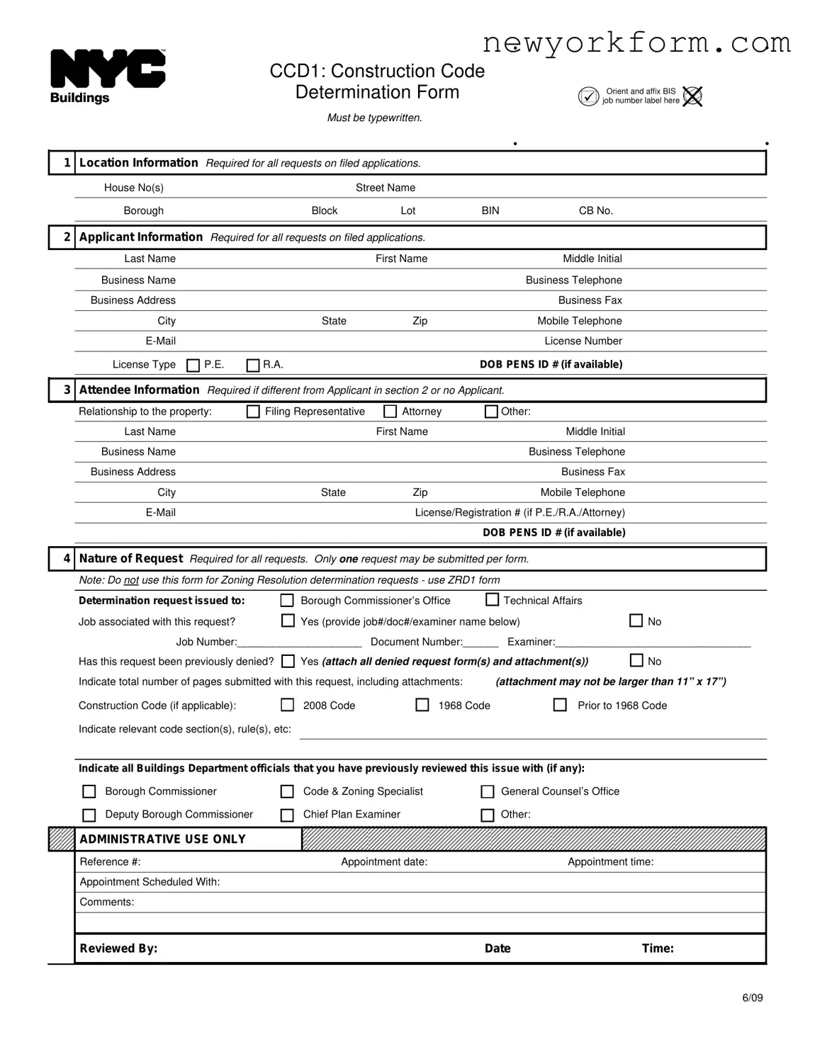 Free Nyc Ccd1 Form in PDF