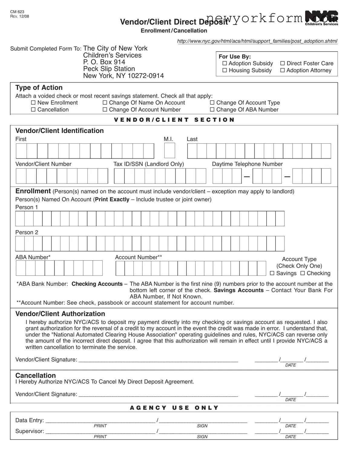 Free Nyc Cm 623 Form in PDF