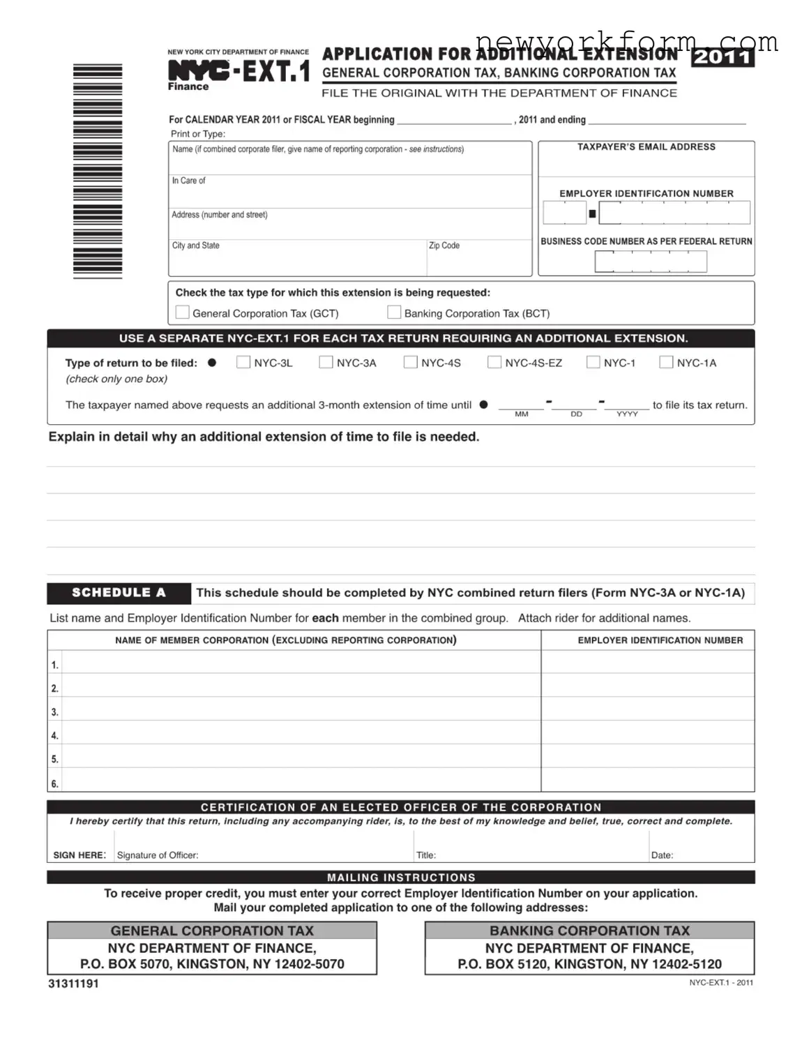 Free Nyc Ext 1 Form in PDF