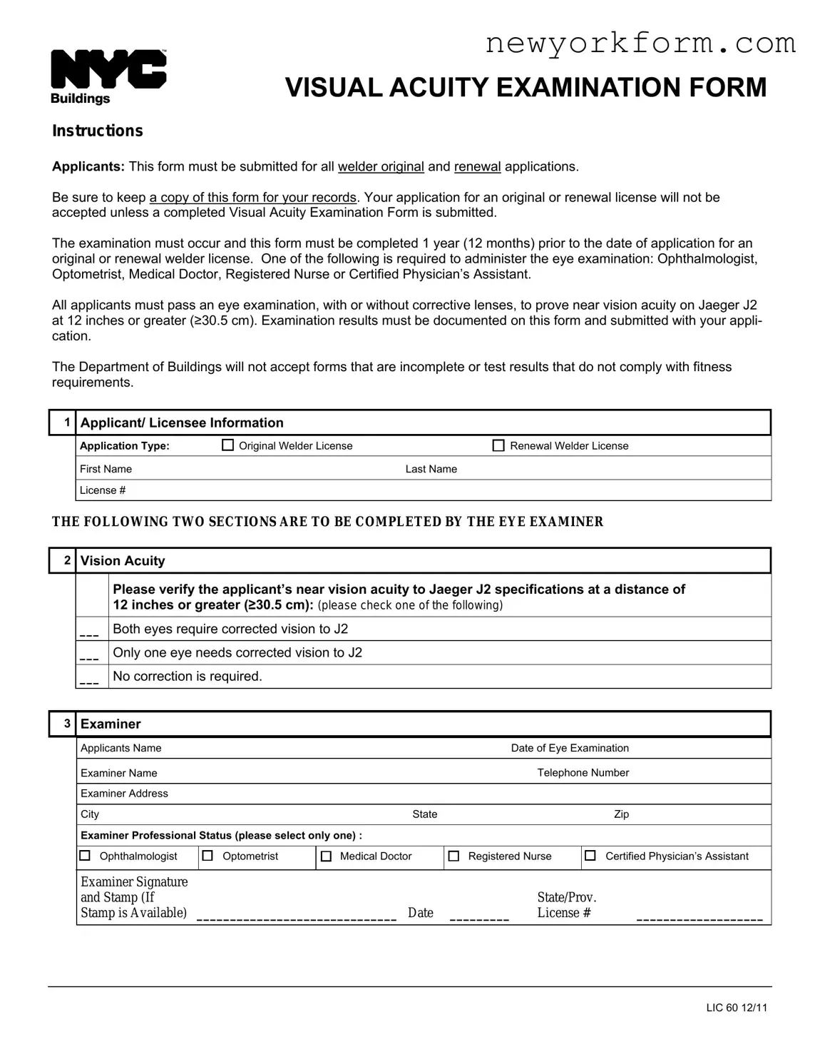 Free Nyc Lic 60 Form in PDF