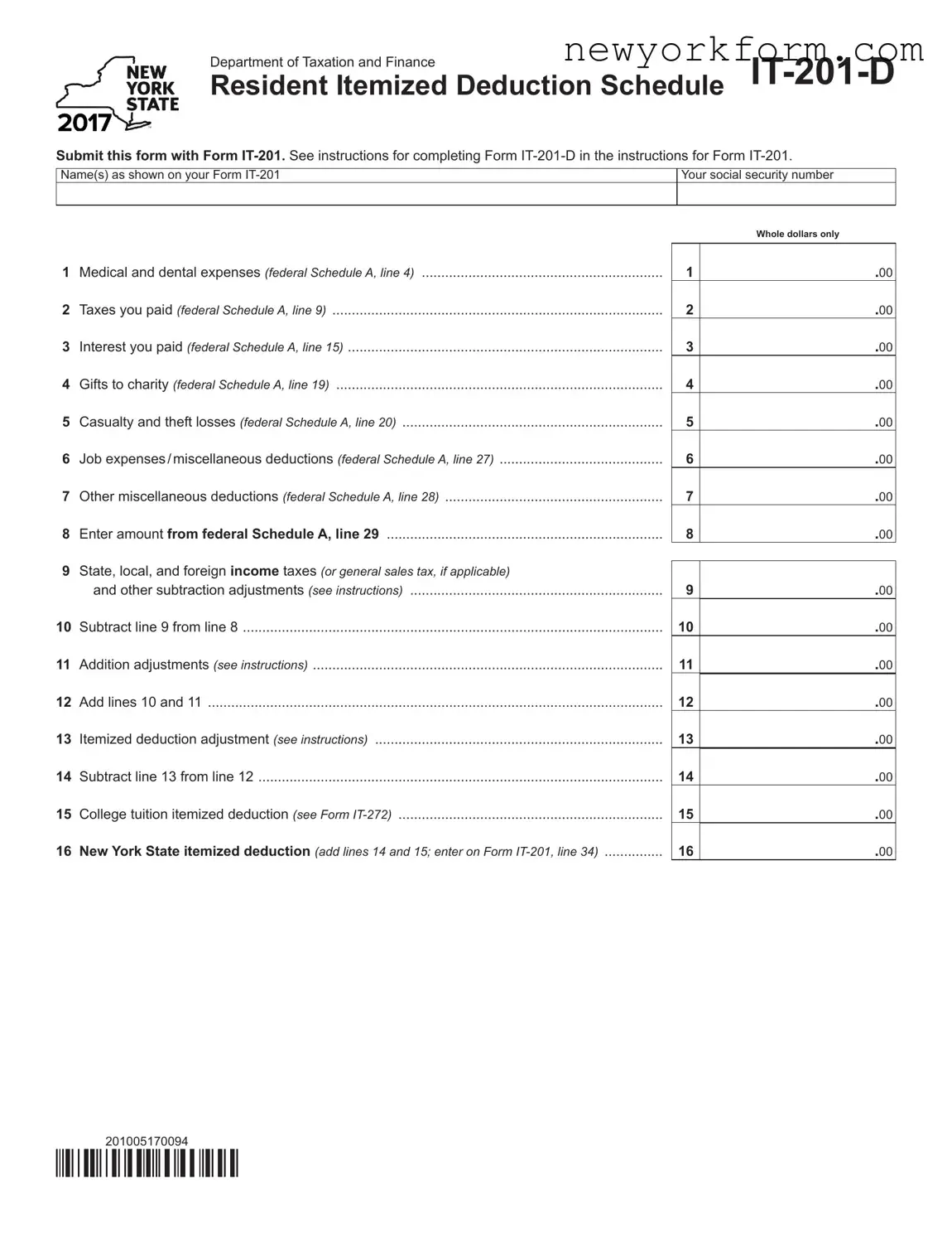 Free Nys It 201 D Form in PDF