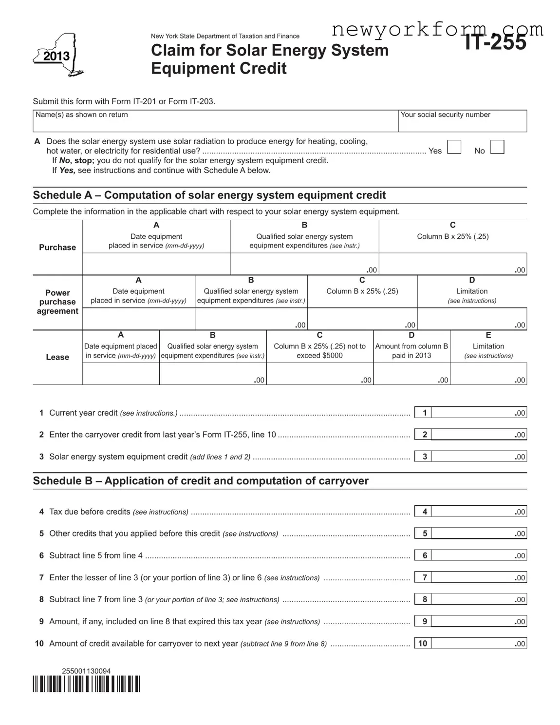Free Nys It 255 Form in PDF
