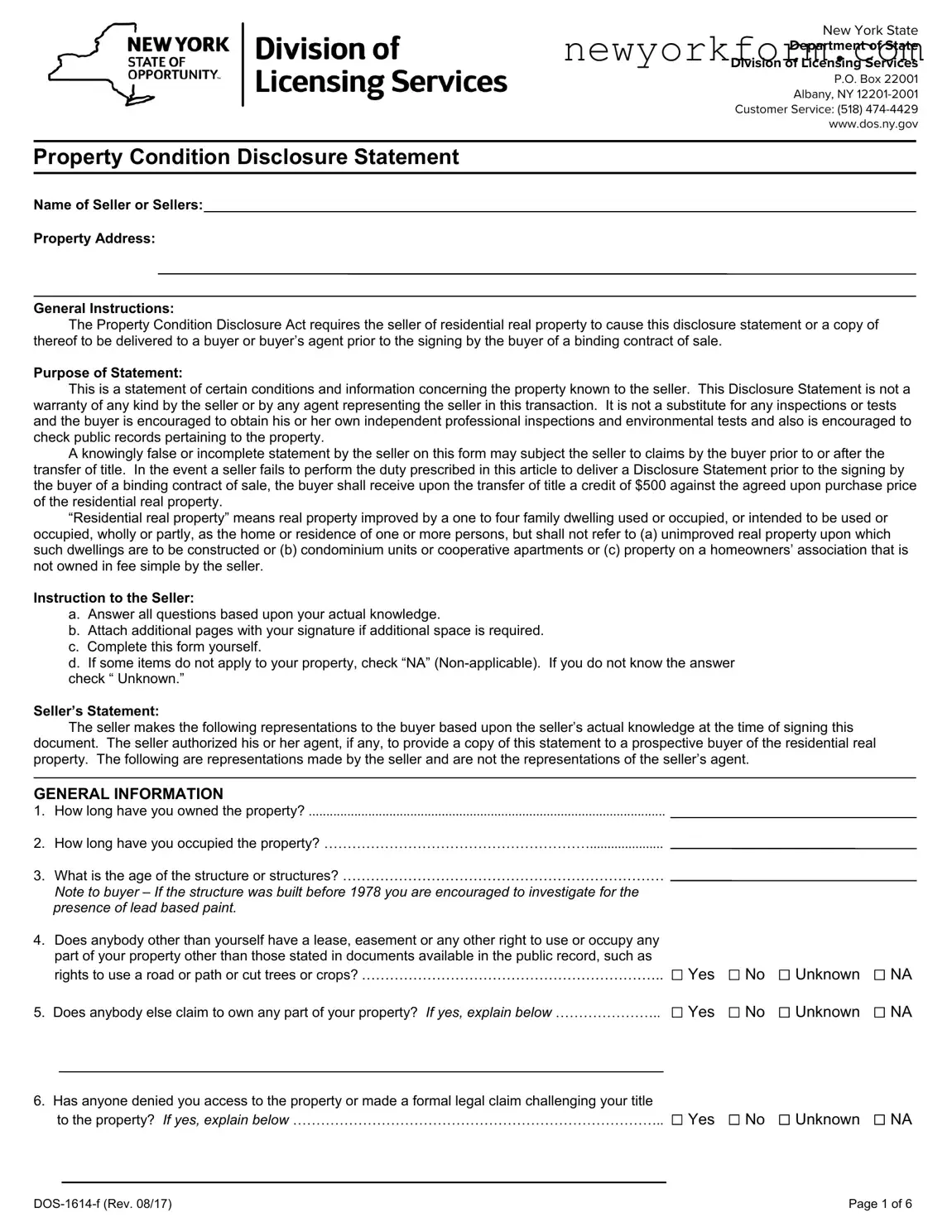 Free Nys Property Form in PDF