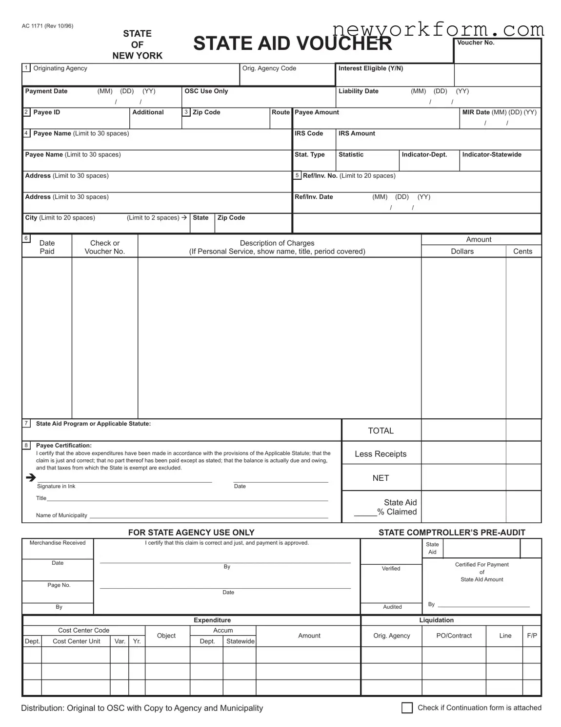 Free Nys State Aid Voucher Form in PDF