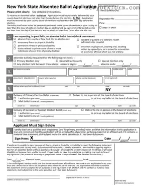 Free New York Absentee Ballot Application Form in PDF