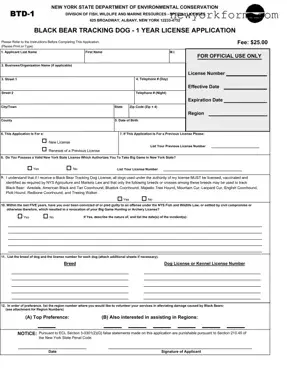 Free New York Btd 1 Form in PDF