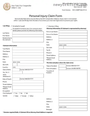 Free New York Claim Form in PDF