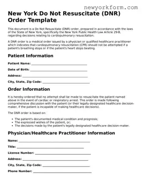 Do Not Resuscitate Order Template for the State of New York