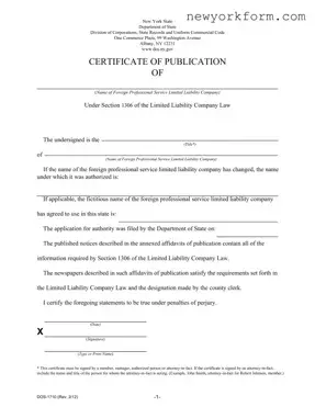 Free New York Dos 1710 Form in PDF