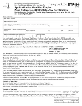 Free New York Dtf 84 Form in PDF