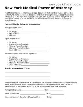 Medical Power of Attorney Template for the State of New York