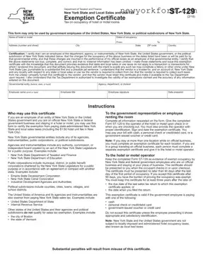 Free New York Hotel Tax Exempt Form in PDF
