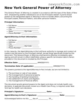 General Power of Attorney Template for the State of New York