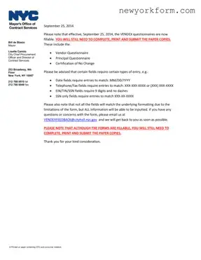 Free New York Questionnaire Form in PDF