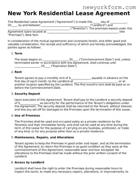 Residential Lease Agreement Template for the State of New York