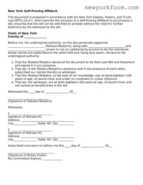 Self-Proving Affidavit Template for the State of New York
