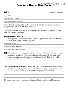 Free Ny Health Proxy Form in PDF