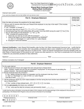 Free Ny Labor Unemployment Form in PDF