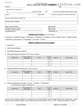 Free Ny State Police Amendment Form in PDF