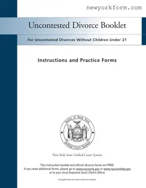 Free Ny Uncontested Form in PDF
