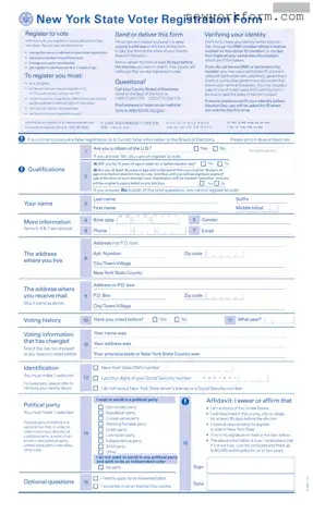 Free Ny Voter Registration Form in PDF