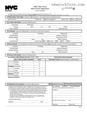 Free Nyc Pw5 Form in PDF