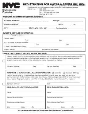 Free Nyc Water Billing Form in PDF