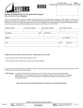 Free Nycers F170 Form in PDF