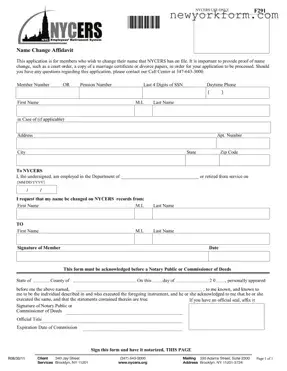 Free Nycers F291 Form in PDF