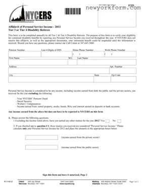 Free Nycers F351 Form in PDF